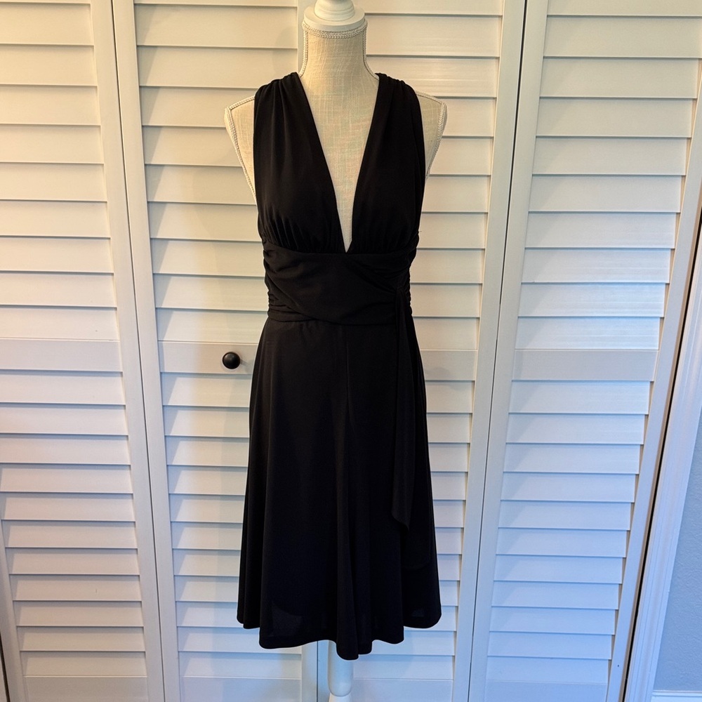 WHBM Chic Black Crisscross Backless Dress